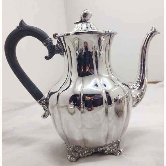 1847 Rogers Bros EP on Copper Victorian Silverplate Tea & Coffee Set Ornate - Picture 5 of 14